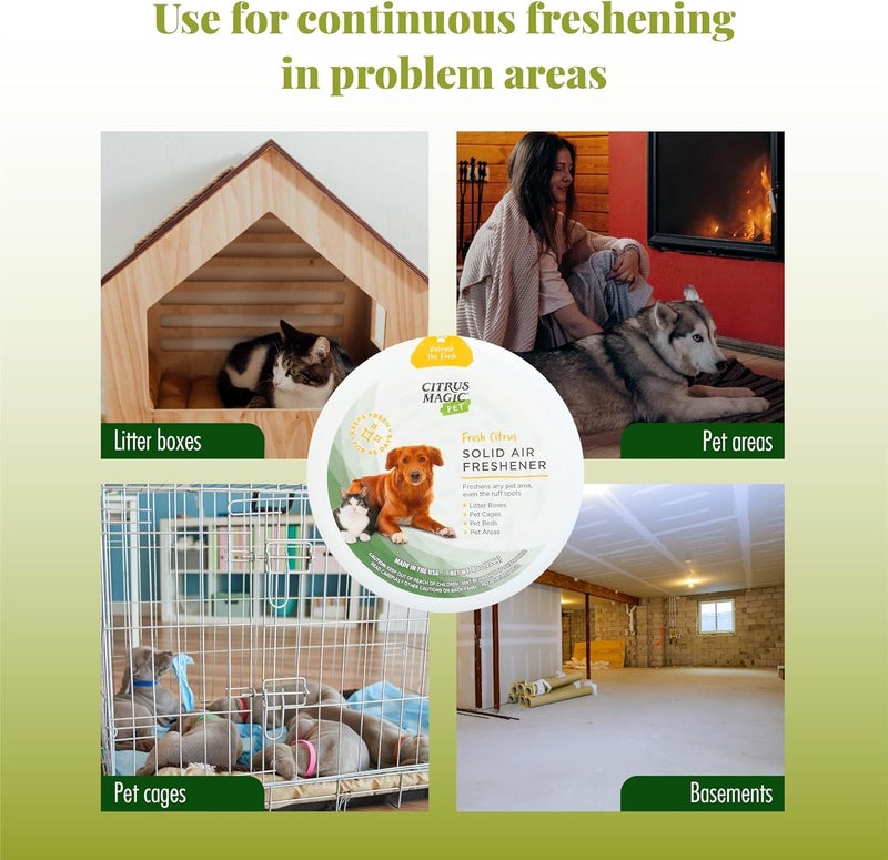 Citrus Magic Pet Odor Absorbing Solid Air Freshener for Home, Air Purifier, Fresh Citrus, Must have Pet Supplies, 8 Oz (Pack of 3) - Image 5